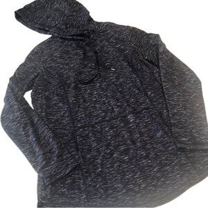 J Jill Black Cream Pink Pull Over Kangaroo Pocket Heathered Hoodie Size Small